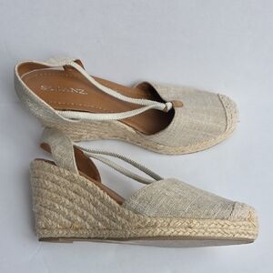 Solanz Women's Cream Espadrille Sandals